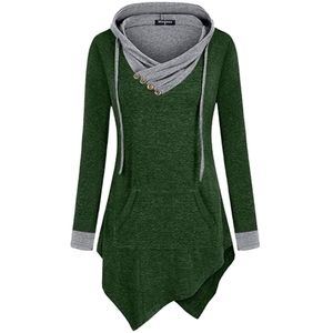 Lightweight Cowl Neck Uneven Hemline Hoodie